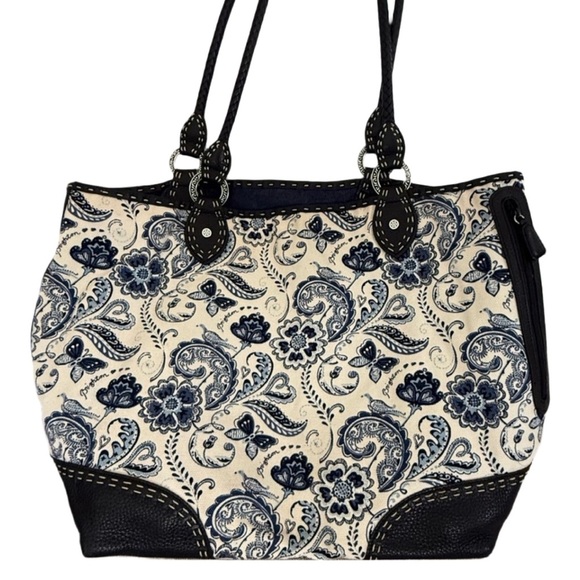 Brighton Blue and Cream Floral reversible tote - Picture 1 of 15